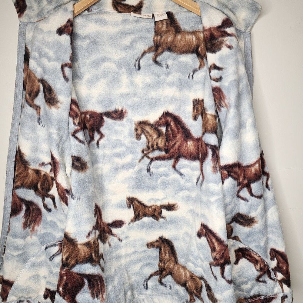 Vintage 90s Equestrian Horse Print Fleece Jacket Womens XXL Western Full Zip - Picture 7 of 12